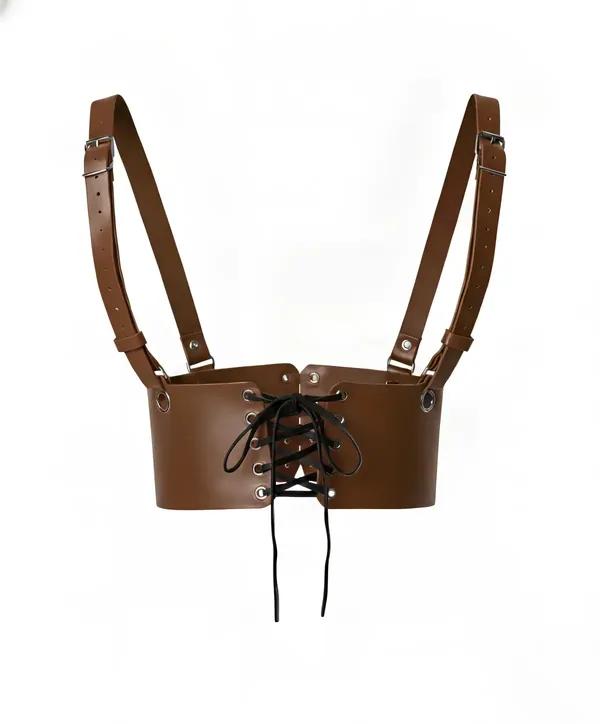 Underbust Corset Harness with Shoulder Straps, Lace-Up Front