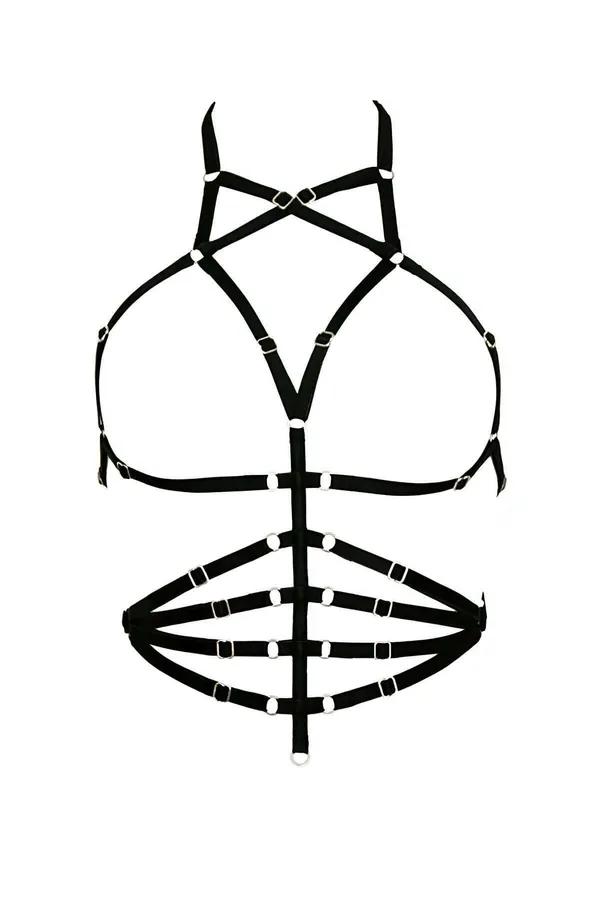Strappy Body Harness with Geometric Chest Detail