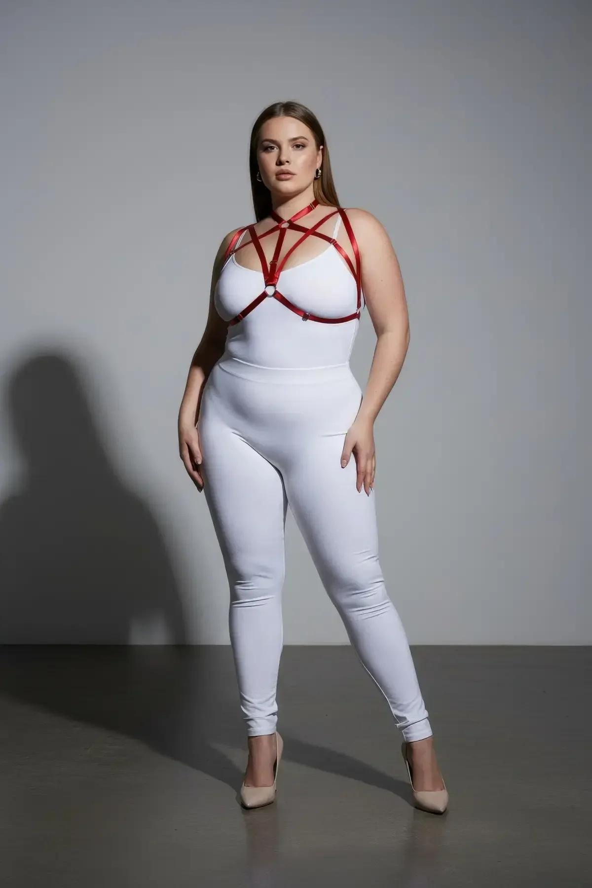 Strappy Chest Harness with Red O-Ring Detail