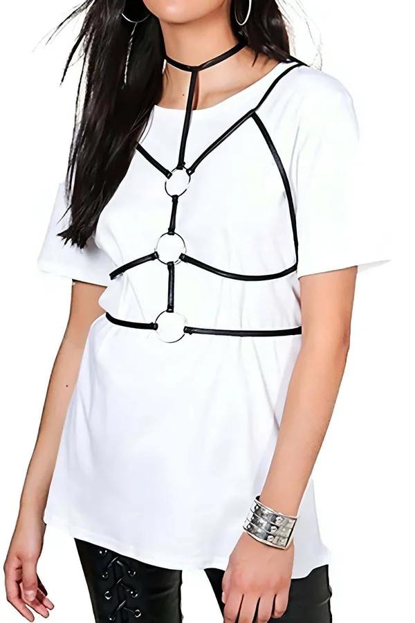 Choker Neck Body Harness with O-Ring Straps