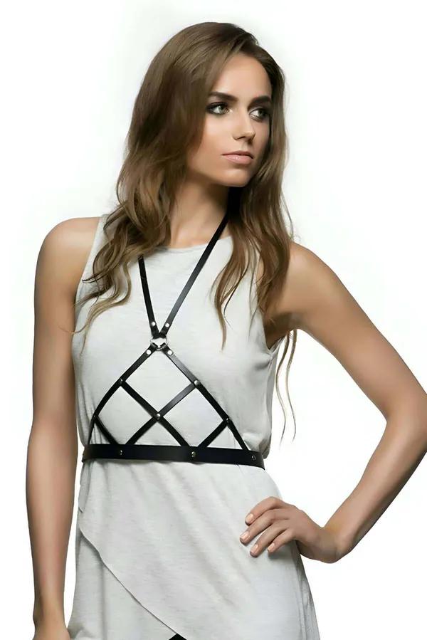 Strappy Geometric Faux Leather Body Harness