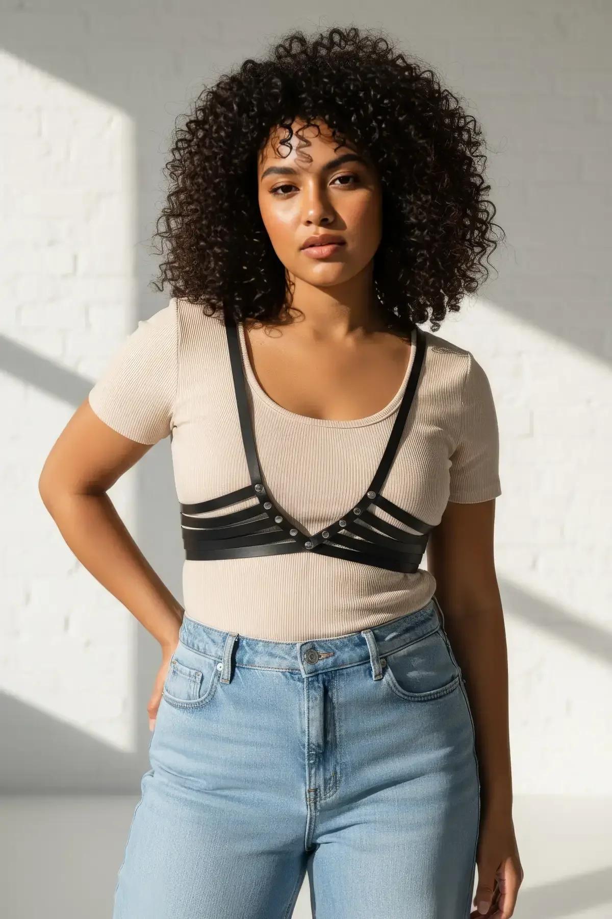 Multi-Strap Faux Leather Underbust Harness