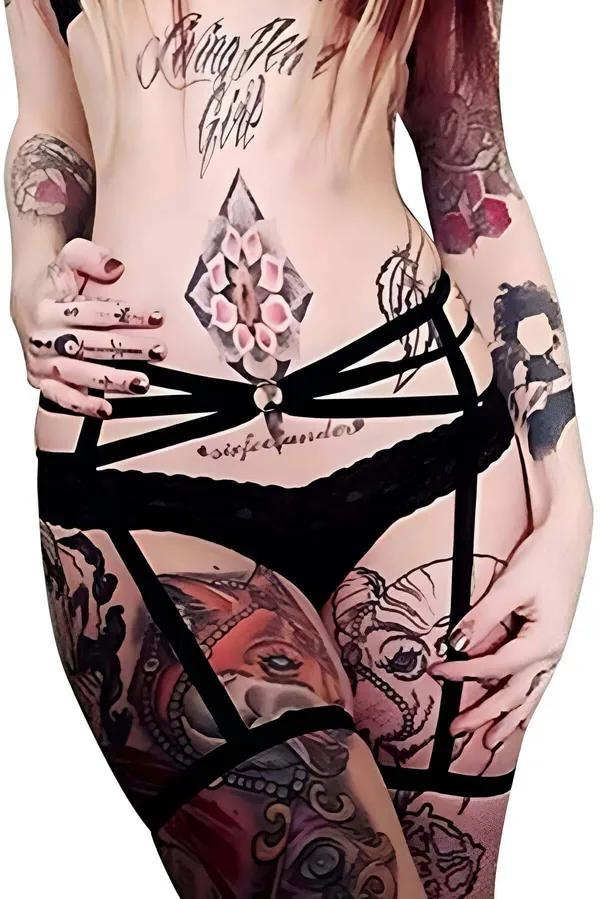 Strappy Lace Trimmed Garter Harness