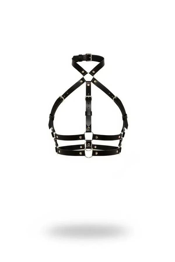 Faux Leather Halter Chest Harness with Multi-Strap Details