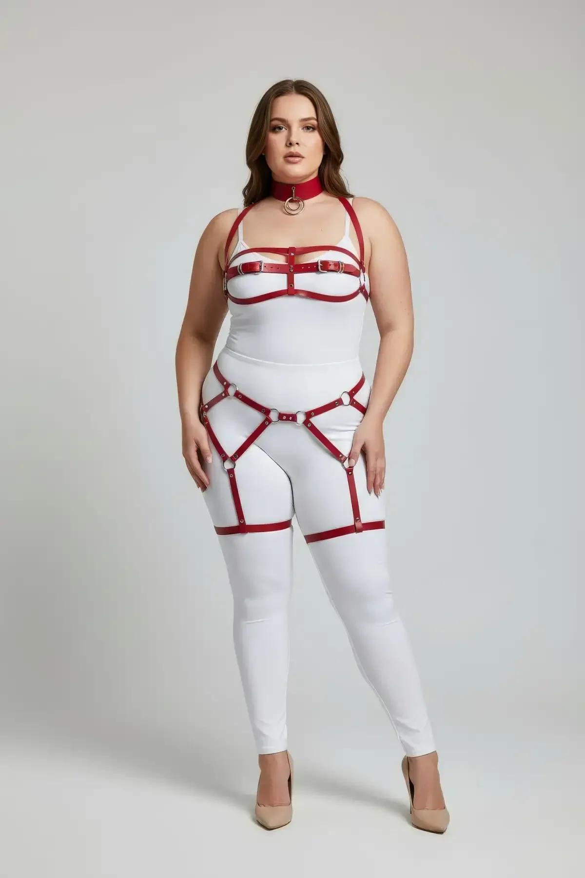 Full Body Harness Set with Garter Straps & O-Ring Choker