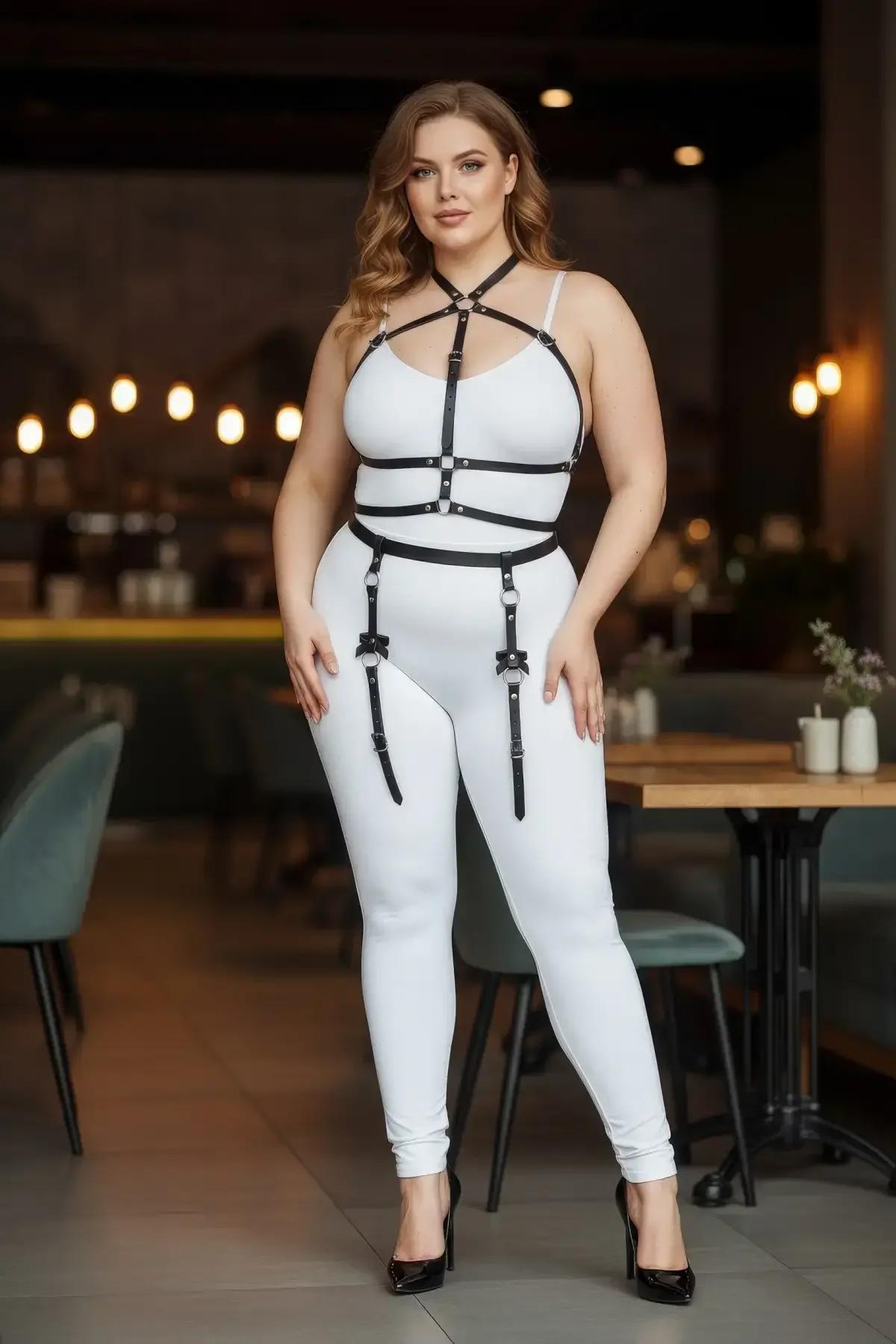 Plus Size Full Body Harness with Garter Straps