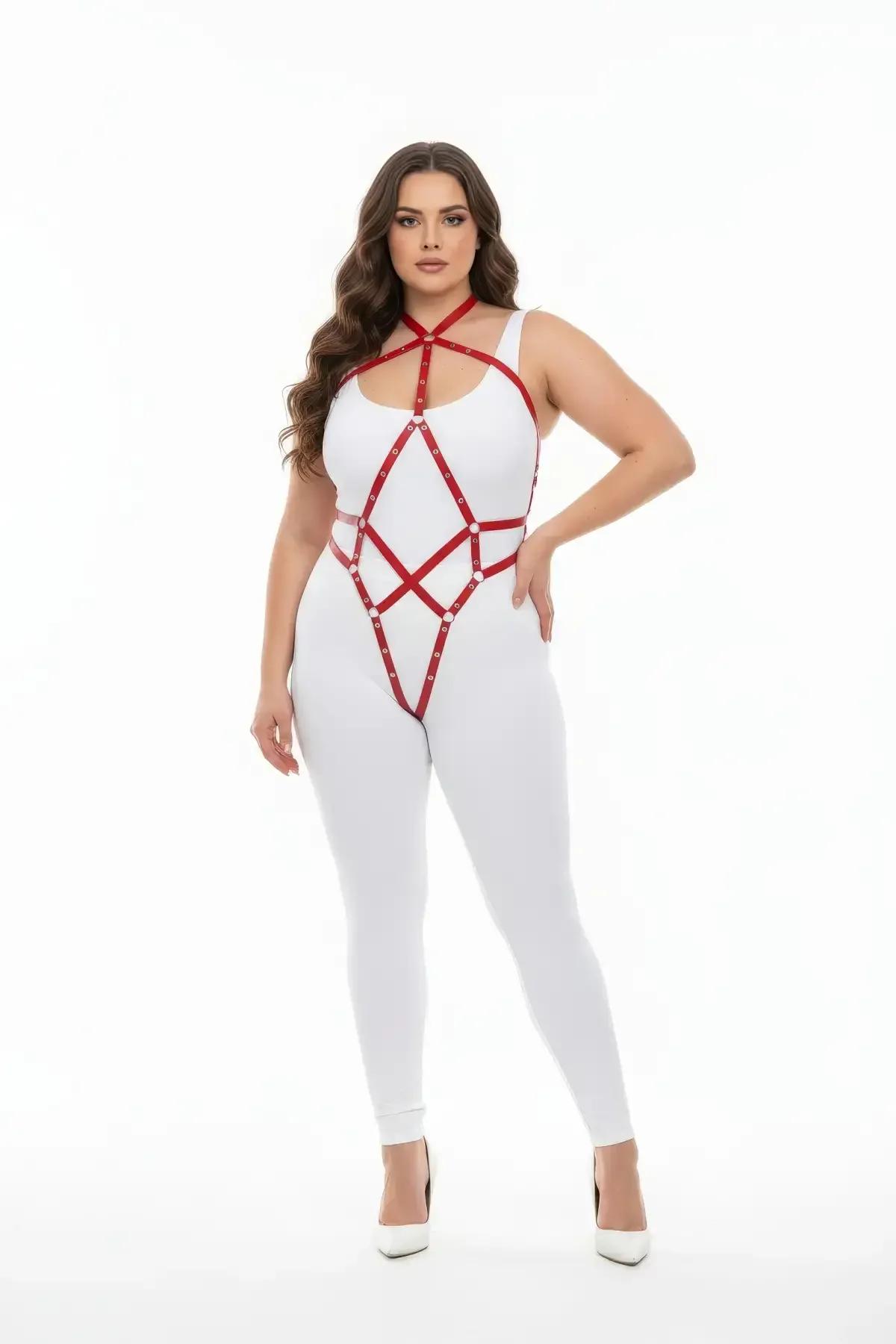 Strappy Full Body Harness with O-Ring Accents