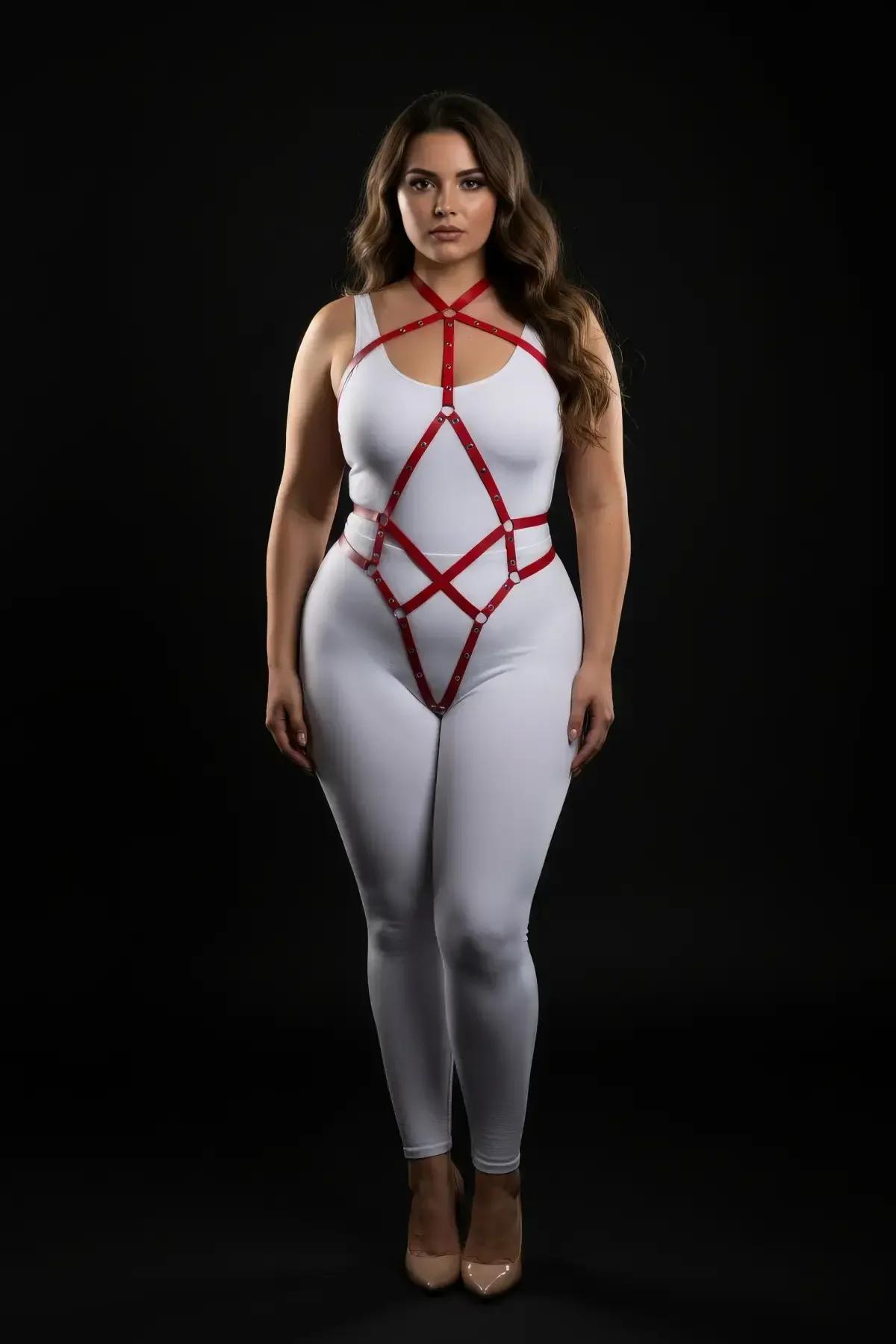 Strappy Full Body Harness with O-Ring Accents