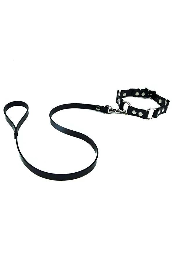 Studded Faux Leather Collar & Leash Set