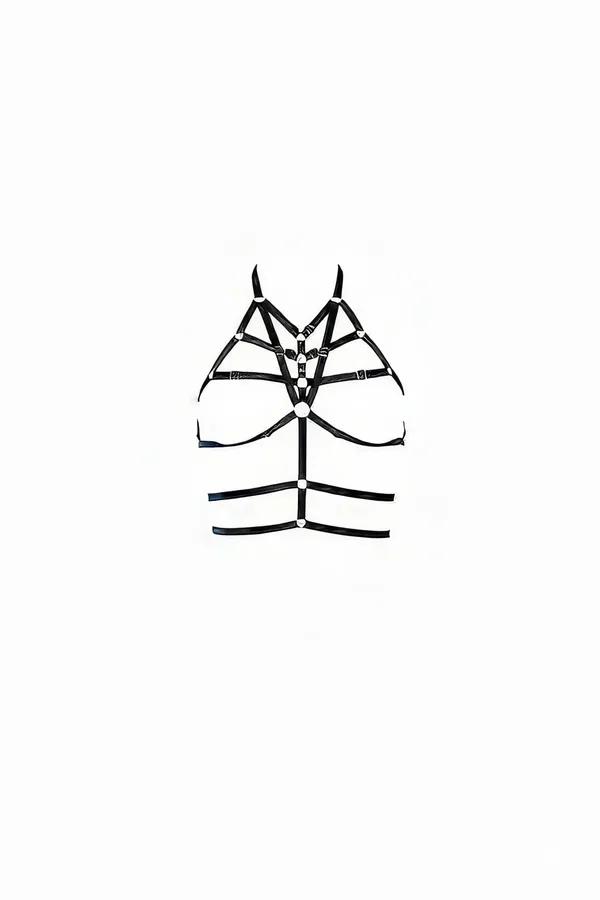 Chest Harness Bra with Caged Halter Neck Design