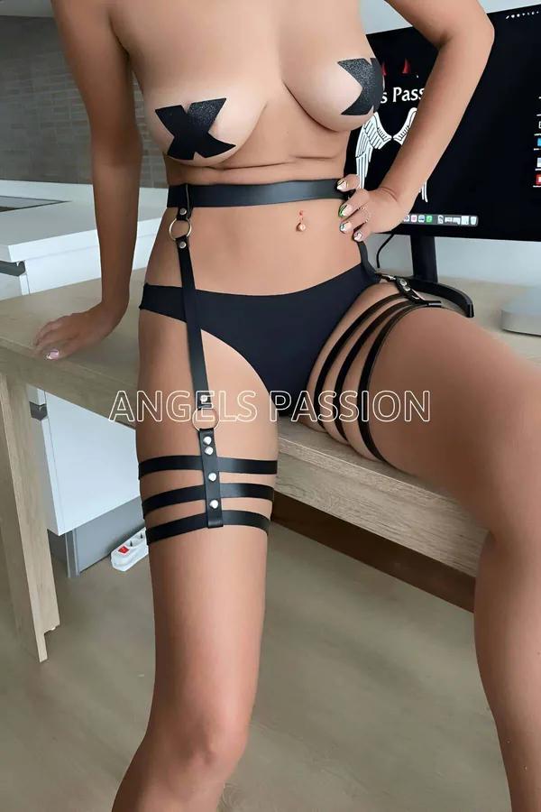 Black Garter Harness with O-Ring Detail