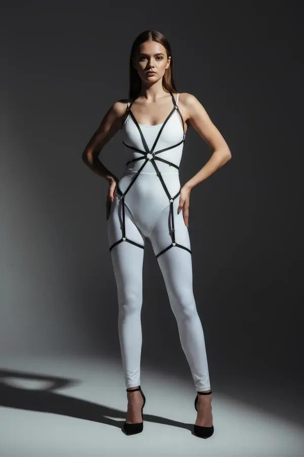 Cage Body Harness with Strappy Leg Garters