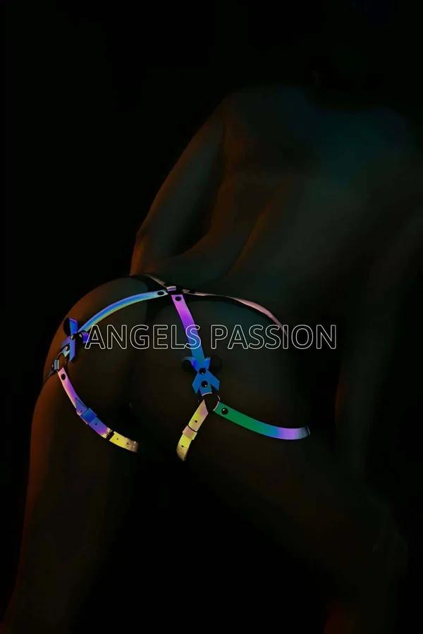 Iridescent Reflective Body Harness with Adjustable Thigh Straps