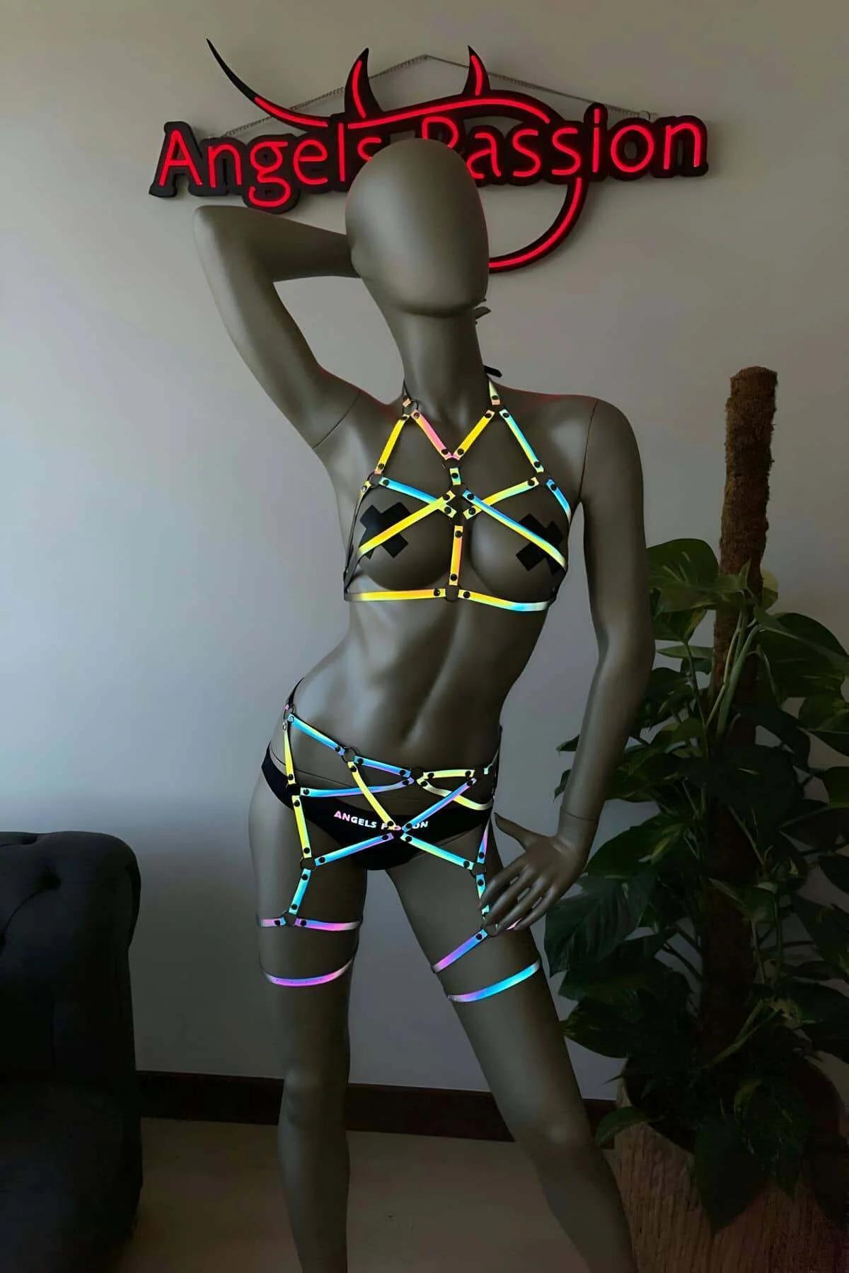 Reflective Body Harness with Luminescent Straps
