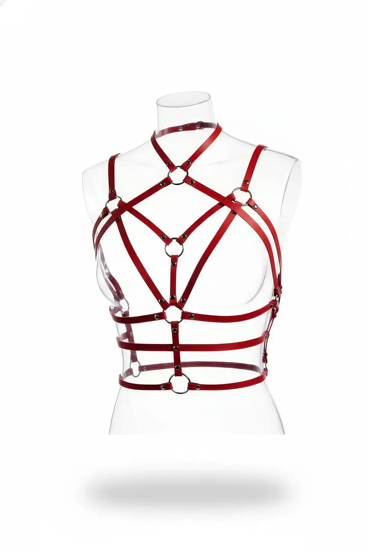 Caged Body Harness with Choker and Multi O-Rings