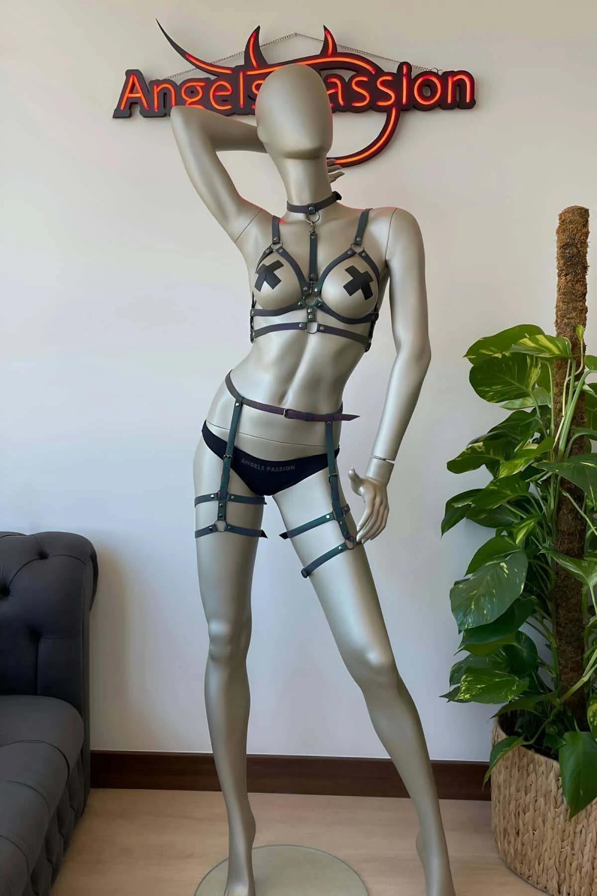 Reflective Body Harness Set with Garter Thigh Straps