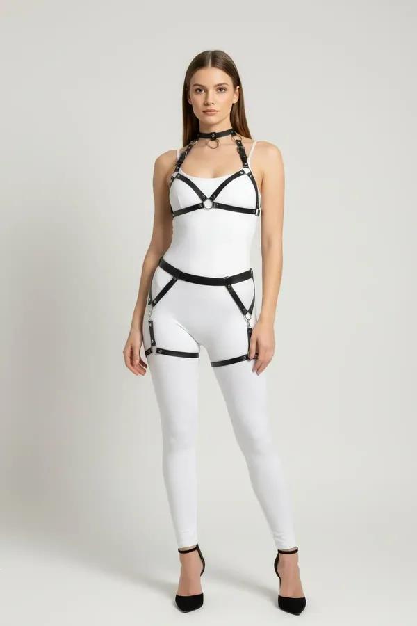 Full Body Harness with Strappy Chest and Thigh Details