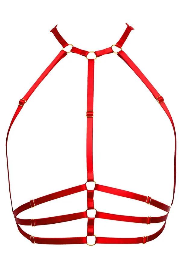 Strappy Chest Harness with Gold Hardware