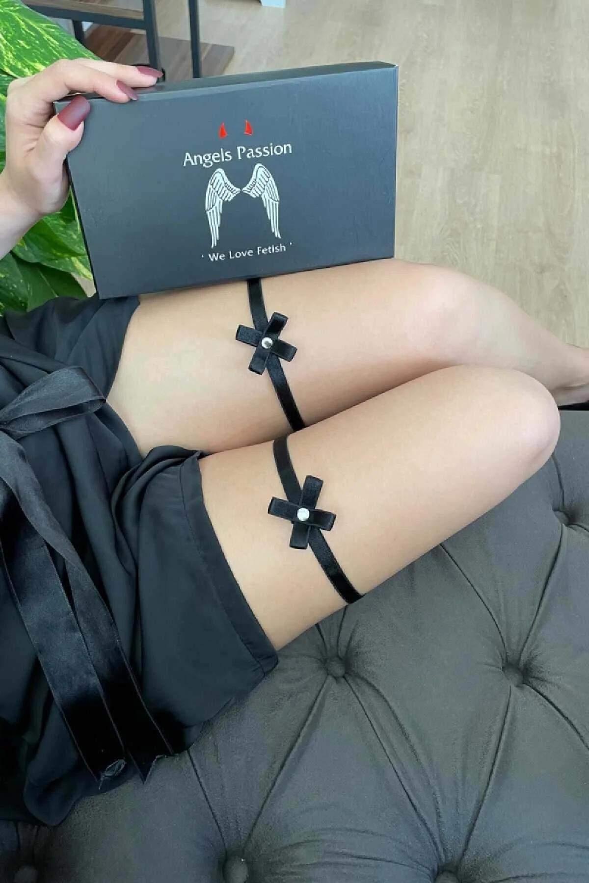 Satin Leg Garters with Pearl Bows