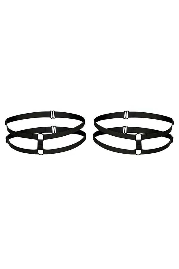 Black Faux Leather Choker & Garter Harness Set