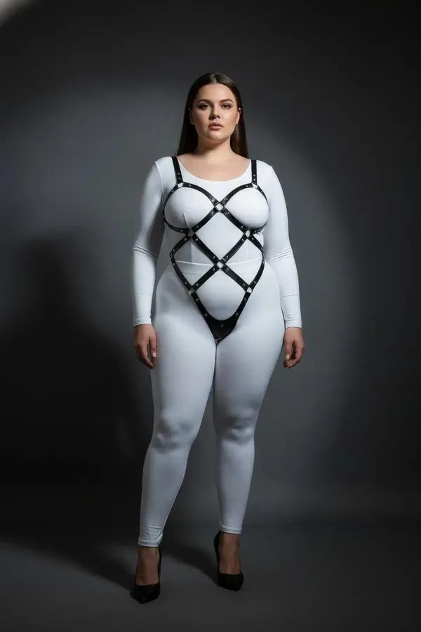 Full Body Harness with Crisscross Straps & Detachable Chain