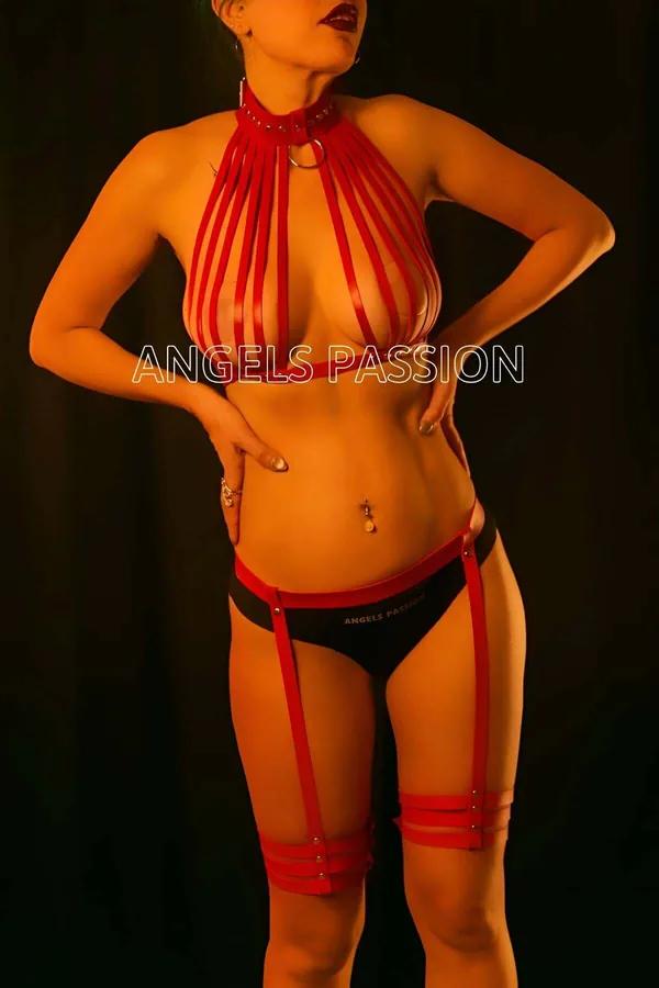 Strappy Chest & Thigh Harness Set with O-Ring Choker