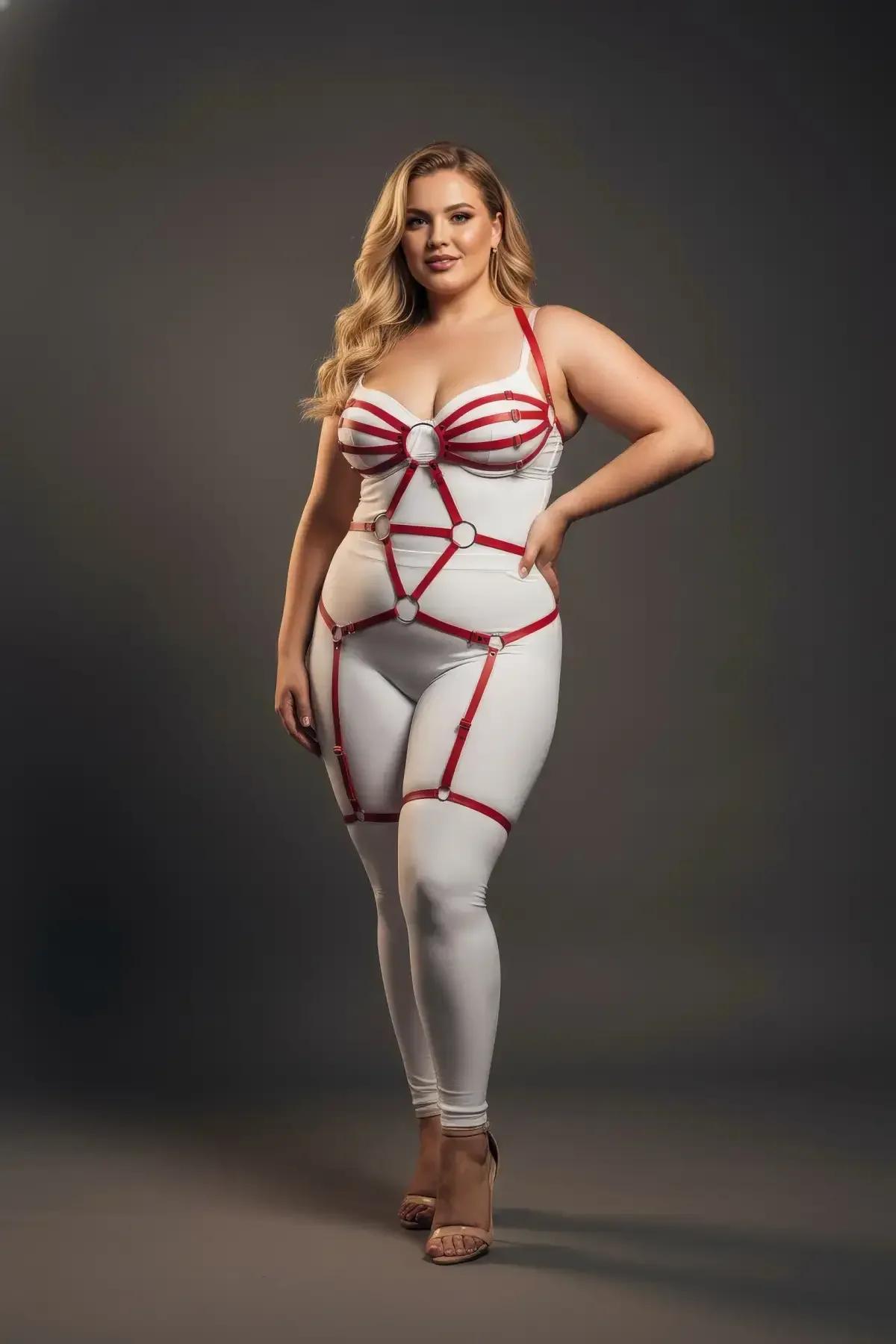 Full Body Caged Harness with O-Ring Details & Thigh Straps