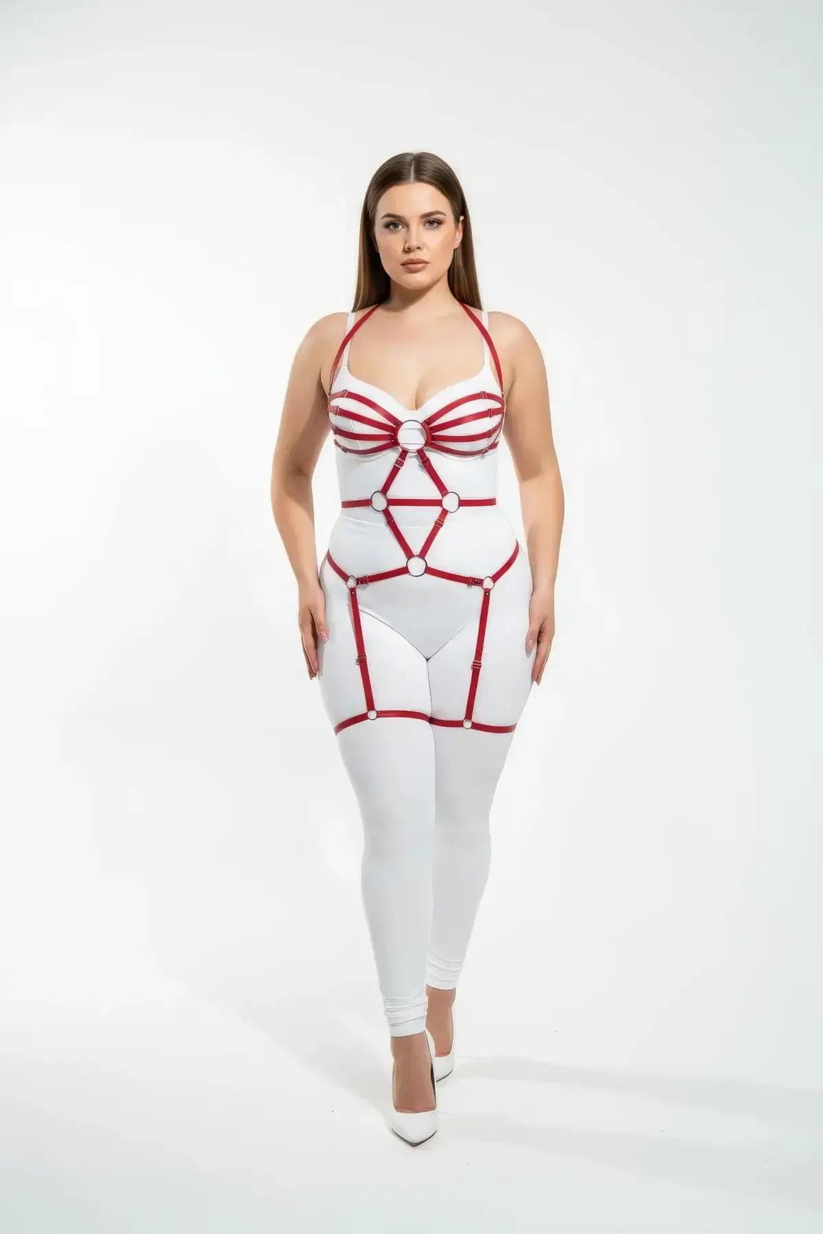 Full Body Caged Harness with O-Ring Details & Thigh Straps
