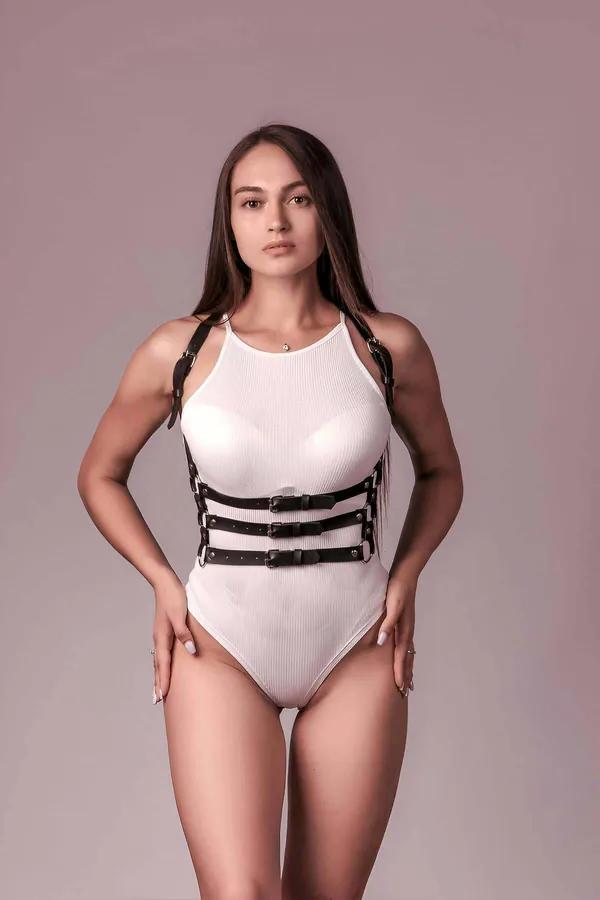 Adjustable Faux Leather 3-Strap Body Harness