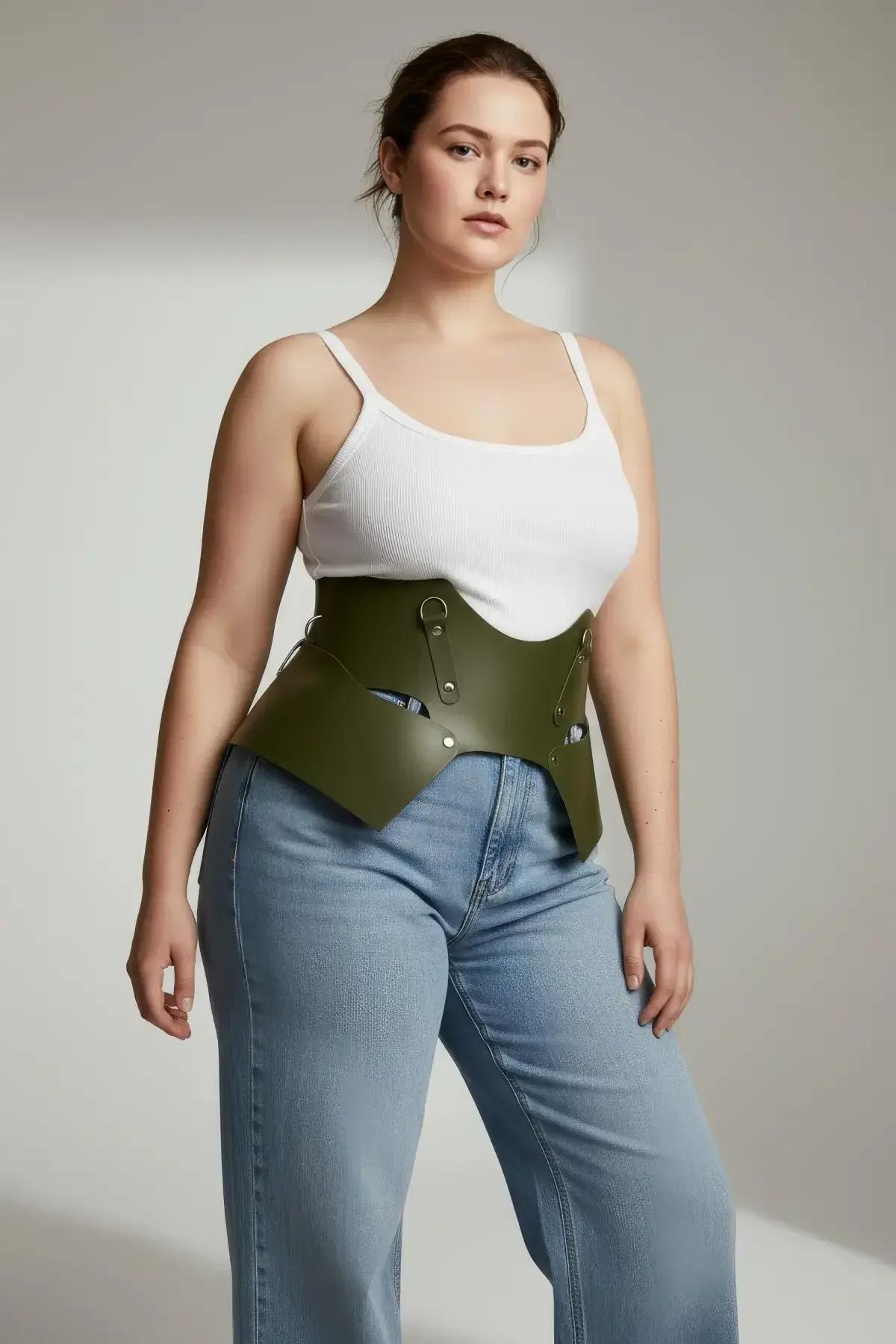 Wide Cinch Faux Leather Waist Harness Belt