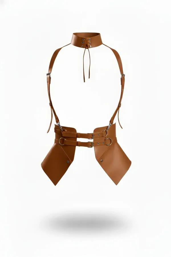 Underbust Harness Corset with High Neck Choker & Hip Panels