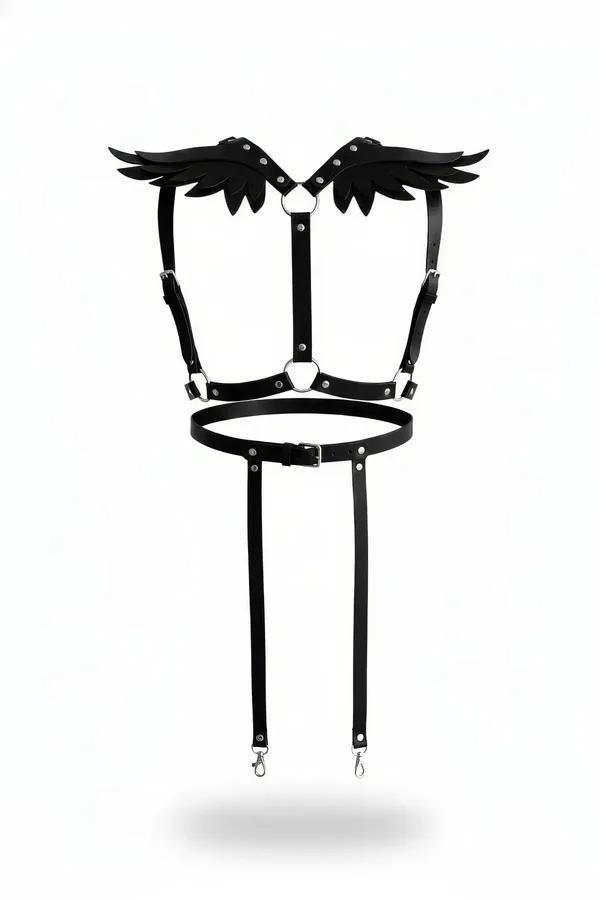 Winged Shoulder Harness with Detachable Garter Straps