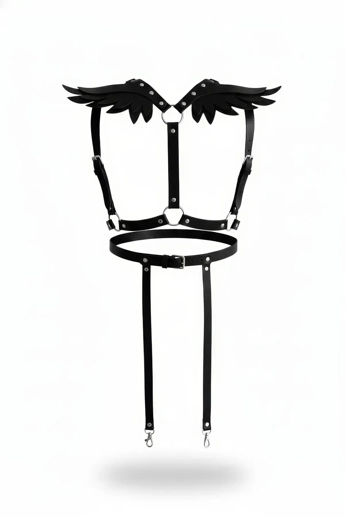 Winged Shoulder Harness with Detachable Garter Straps