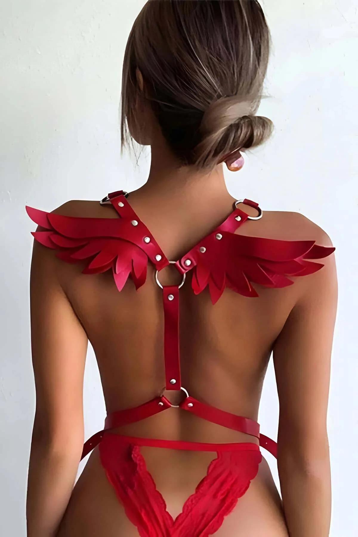 Angel Wing Body Harness with O-Ring Accents