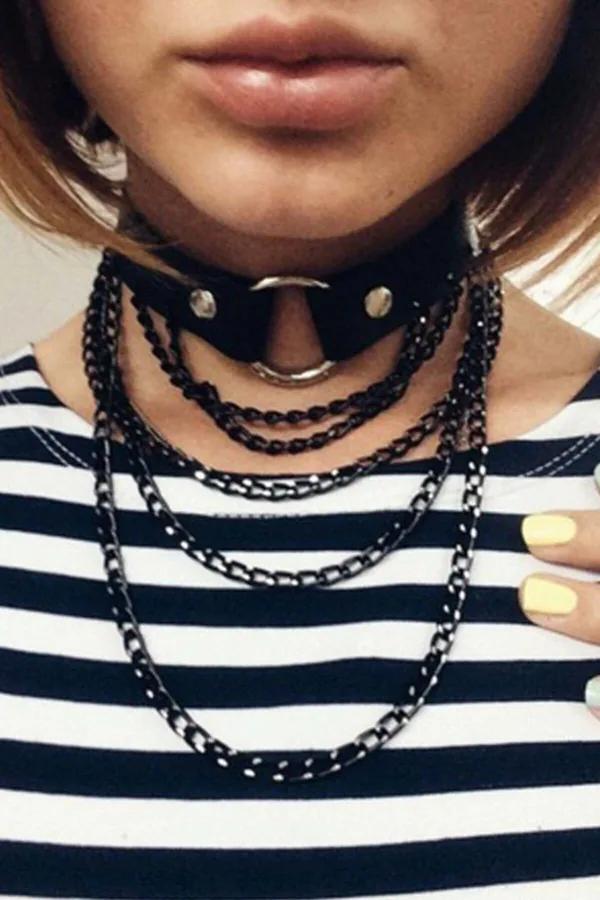 Layered Chain Choker with O-Ring Accent