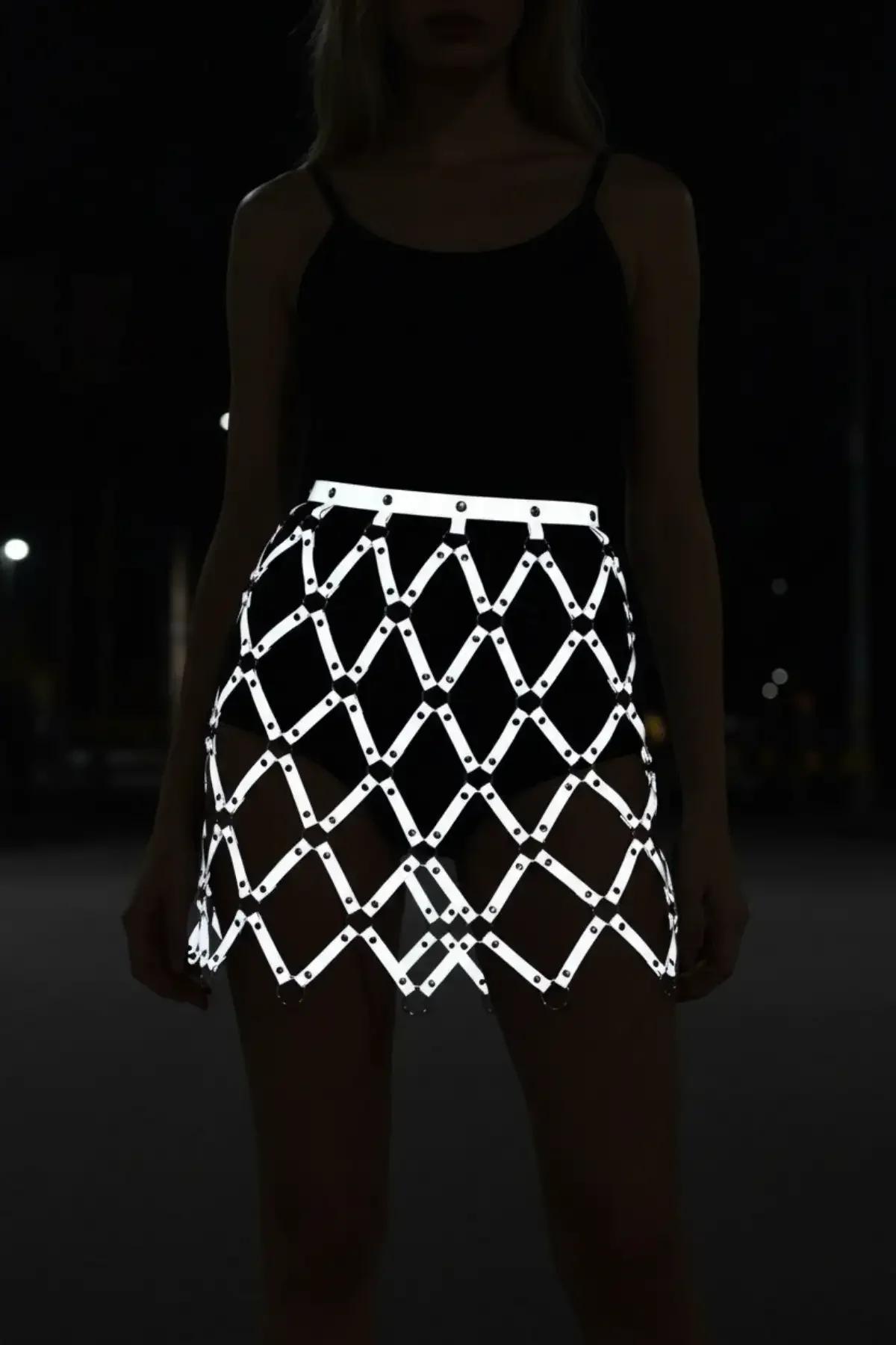 Reflective Diamond Pattern Mini Skirt Harness