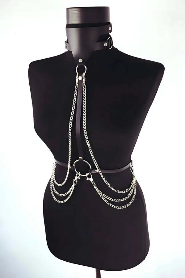 Chest Harness with Cascading Chains & Choker