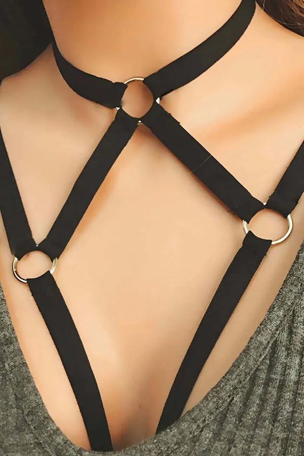 Adjustable O-Ring Choker Chest Harness