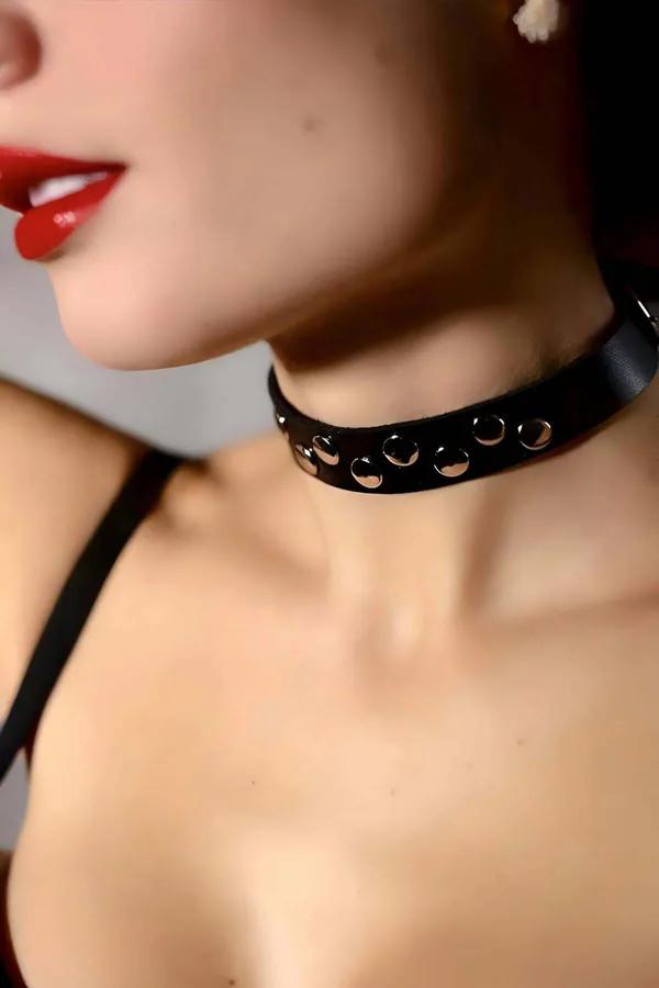 Adjustable Faux Leather Choker with Buckle
