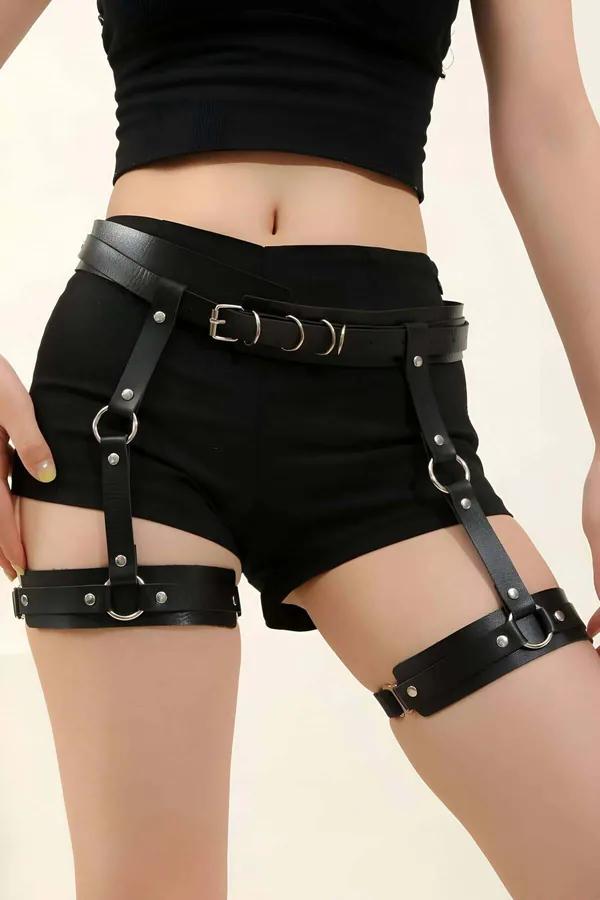 Adjustable Faux Leather Garter Harness Belt