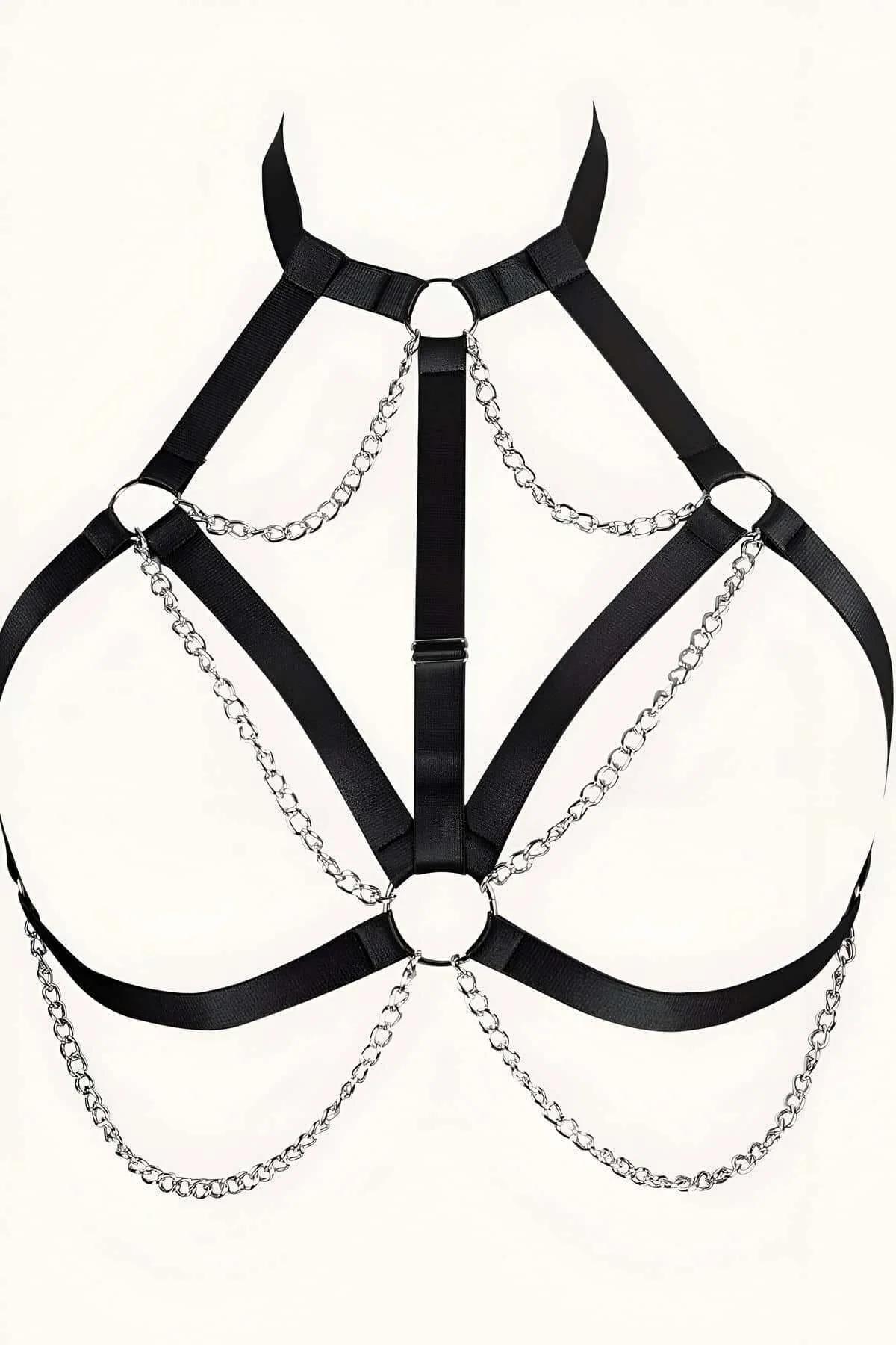Full Body Harness with Detachable Chain Accents