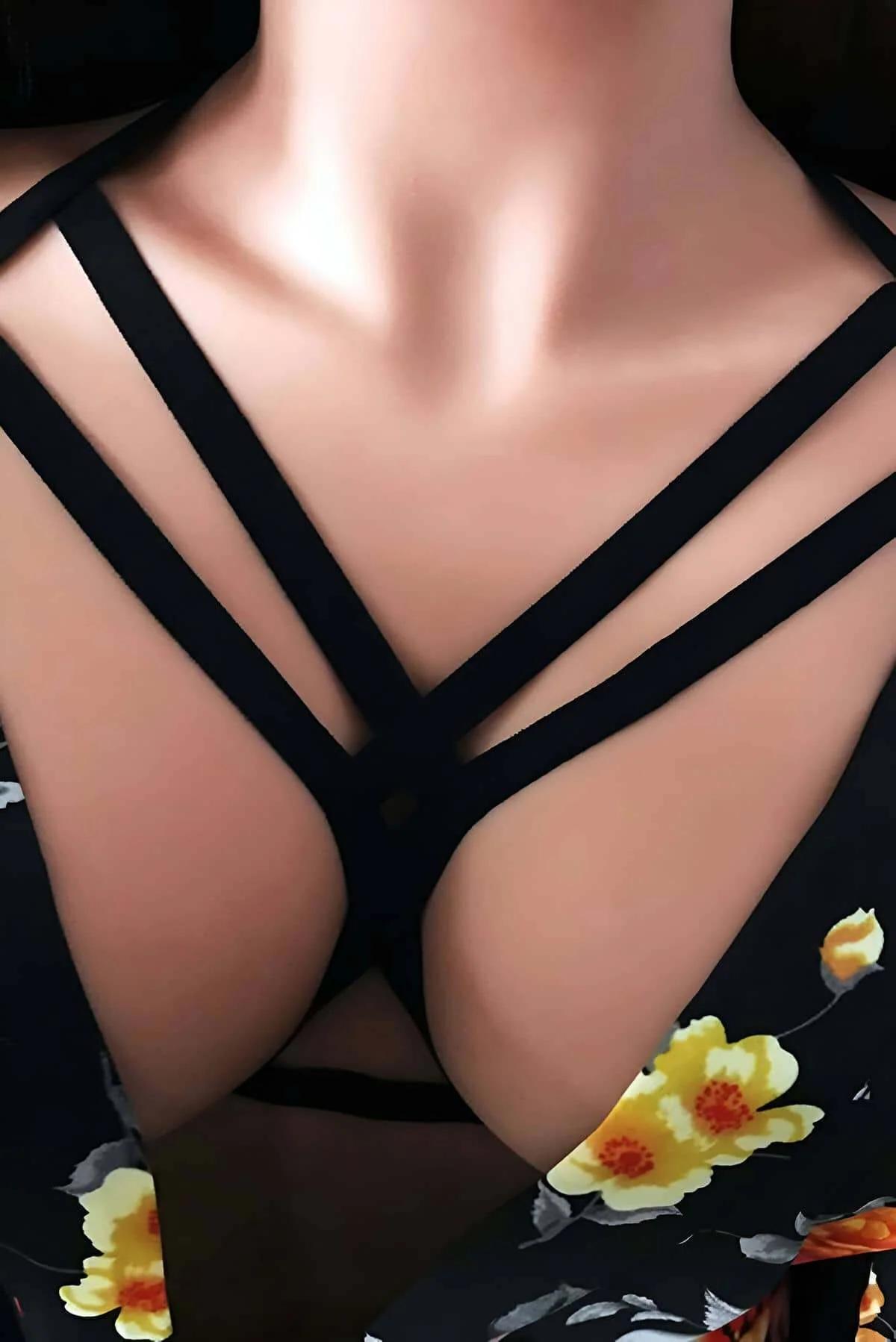 Strappy Black Vegan Leather Chest Harness