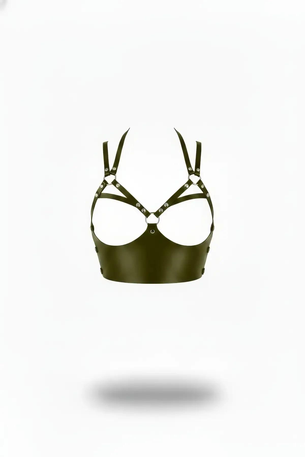 Open Cup Harness Bra with O-Rings and Silver Studs