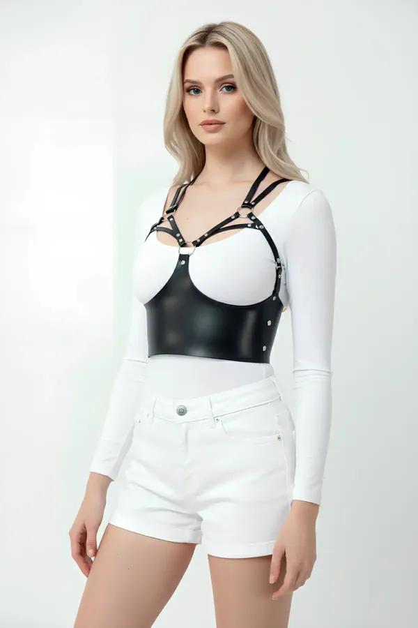 Strappy O-Ring Faux Leather Body Harness