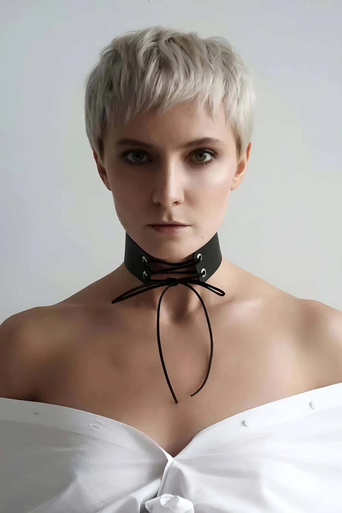 Lace-Up Choker Collar with Adjustable Rope Tie