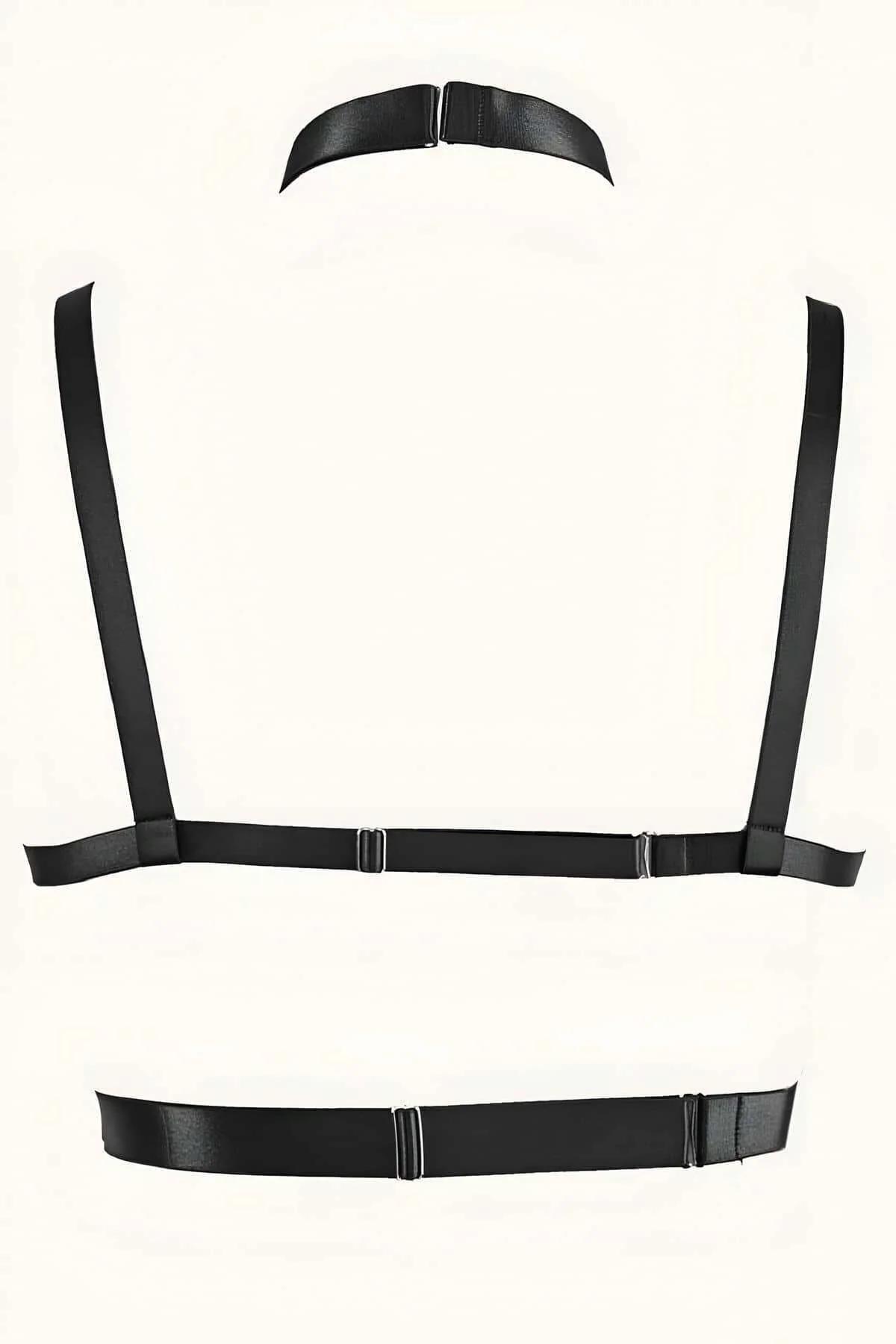 Chain & Faux Leather Harness with Heart Choker