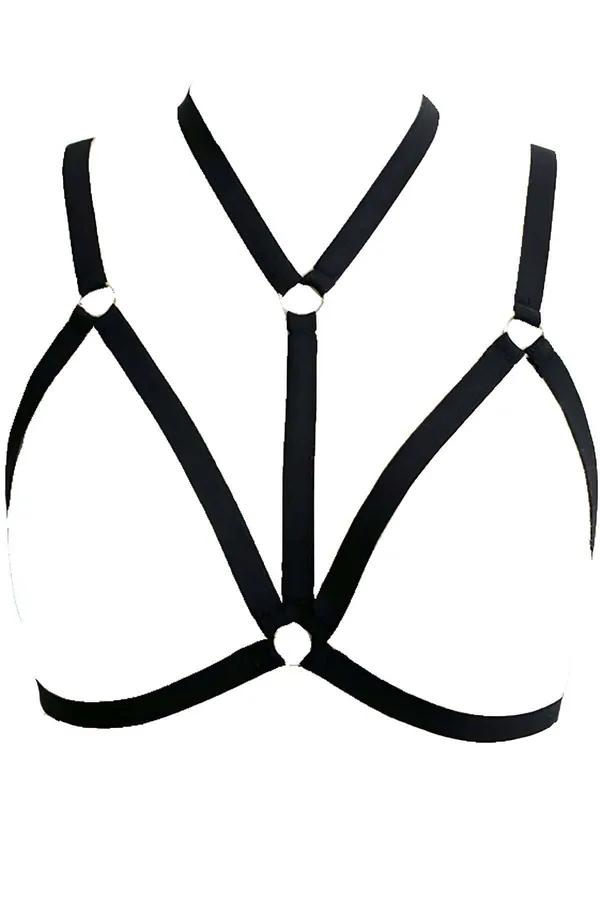 Strappy Chest Harness with Dual O-Ring Accents
