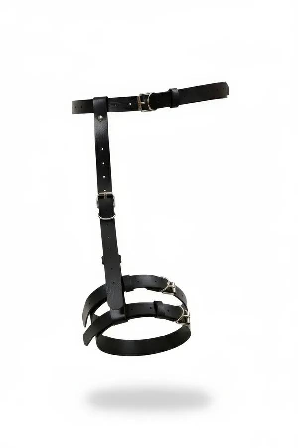 Black Faux Leather Single Leg Garter Harness