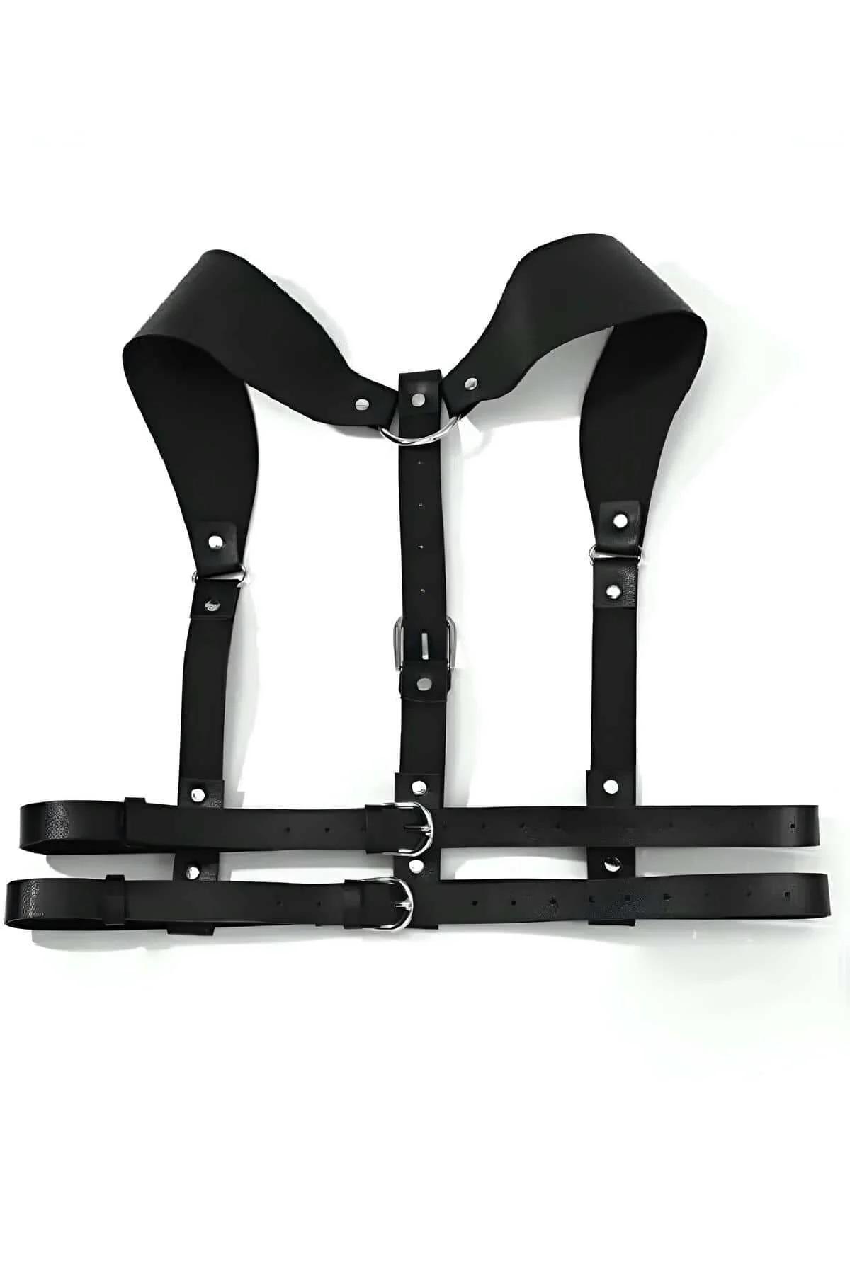 Double Buckle Faux Leather Chest Harness