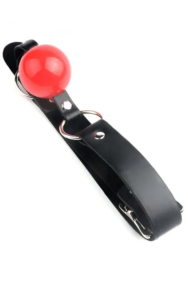 Adjustable Vegan Leather Ball Gag with Red Ball
